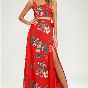 Bloom With a View Red Two-Piece Maxi Dress